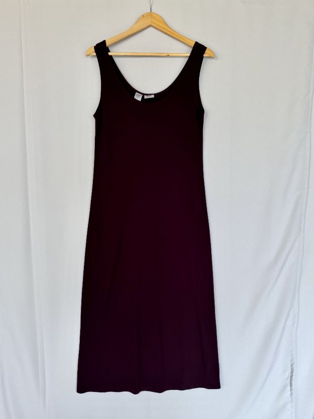 9os Vintage DKNY Burgundy Slleveless Column Shift Long Midi Dress Large